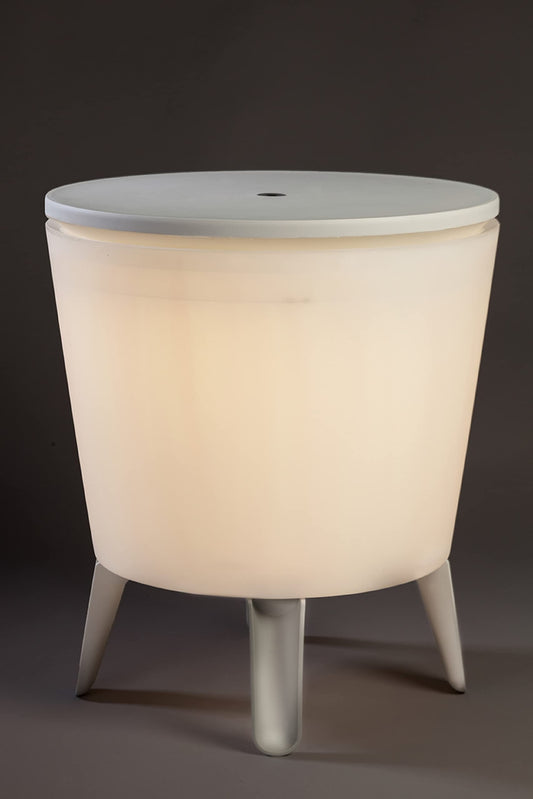 Keter, Cool Bar, Mesa Nevera para Exterior y Jardín iluminada, Color Blanco, Capacidad 30 L, 45 latas, De 52 x 42 x 52 cm