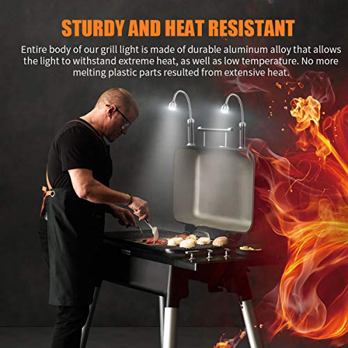 MojiDecor Luz de Parrilla, 2 Unidades MagnéTico 360 Grado Ajustable Llevó LáMpara de Luz con LED para Exteriores, Barbacoa, Accesorio, Negro