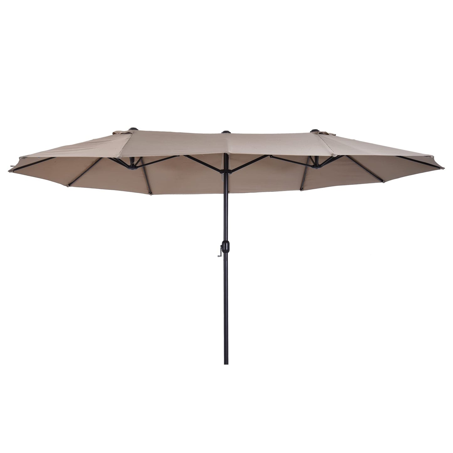 Outsunny Sombrilla de Terraza Exterior Parasol Grande 4,6x2,7m Sombrilla de Jardín con Manivela Manual Resistente al Agua y Protección Solar para Terraza Playa Piscina Café