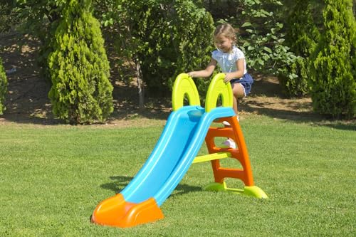 FEBER - Tobogán Slide Plus con Agua con hueco para la poner la manguera,escaleras antideslizantes,multicolor, de resistencia y fácil montaje, para niños de 2 y 7 años, FAMOSA(800009001)Versión previa