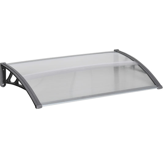 Outsunny Tejadillo de Protección 110x60 cm Marquesina Exterior para Puertas y Ventanas contra Sol y Lluvia con Soporte de PP Policarbonato Transparente