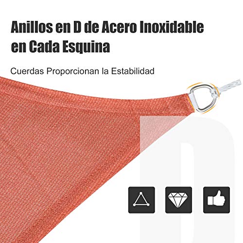Toldo Vela 3x3x3m Triangulo Color Rojo Sombrilla Parasol Terraza Jardin Camping
