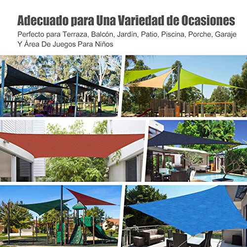 Toldo Vela 3x3x3m Triangulo Color Rojo Sombrilla Parasol Terraza Jardin Camping