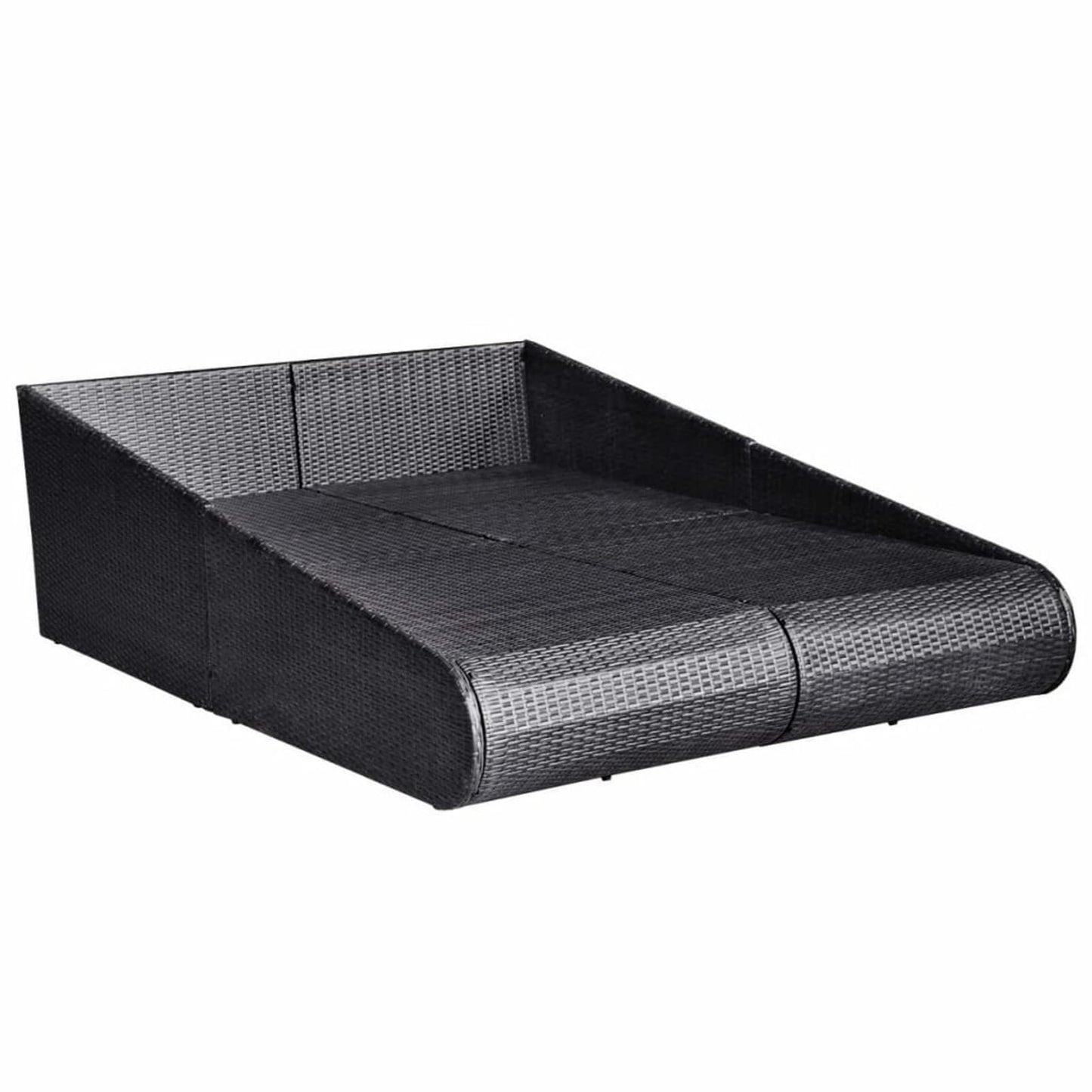 Deufre Tumbona Doble Tumbona Terraza Cama Jardín Sofa Exterior con Dosel Sofas Exterior Jardin Ratan Muebles de Jardín Conjunto Jardin con Cojines Lavables para Jardín Terraza Patio Negro