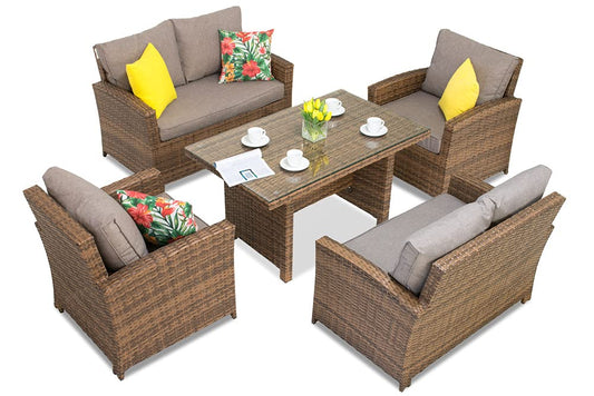 Garden Point Parma Apetito 6 Marrón| Elegante Juego de Muebles para Cada jardín.