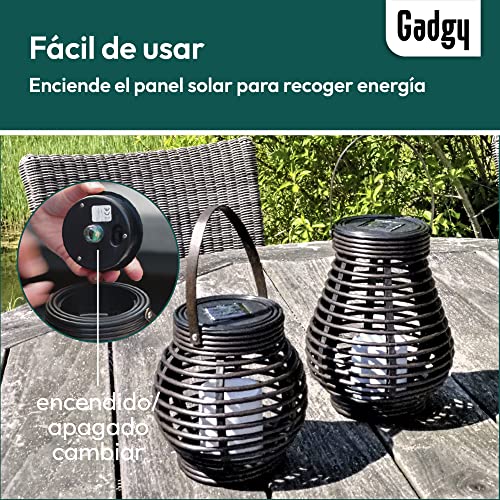 Gadgy Farolillos decorativos - 2 Piezas Forme Redondos y Lágrima para Exterior - Plástico Marmóreo Marrón - LED luz solar Jardín Patio