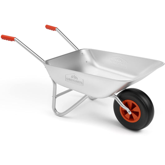 GARDEBRUK® Carretilla de Obra Acero Galvanizado Carga 100Kg 80L Herramienta para Jardinería Construcción