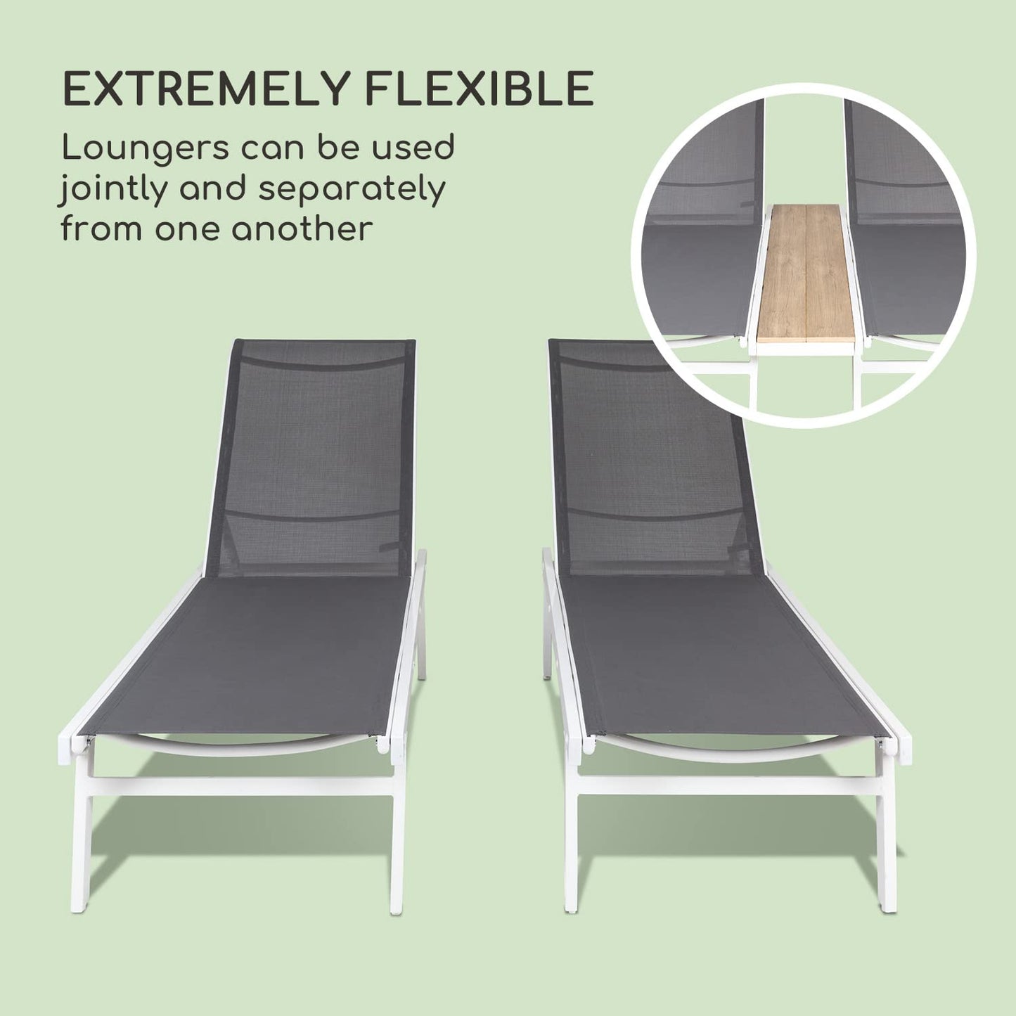 blumfeldt Tumbona de jardín con Respaldo reclinable, Lounger con armazón de Aluminio, Tumbona con Funda Impermeable, para 2 Personas, Tipo: Pompei, Blanco