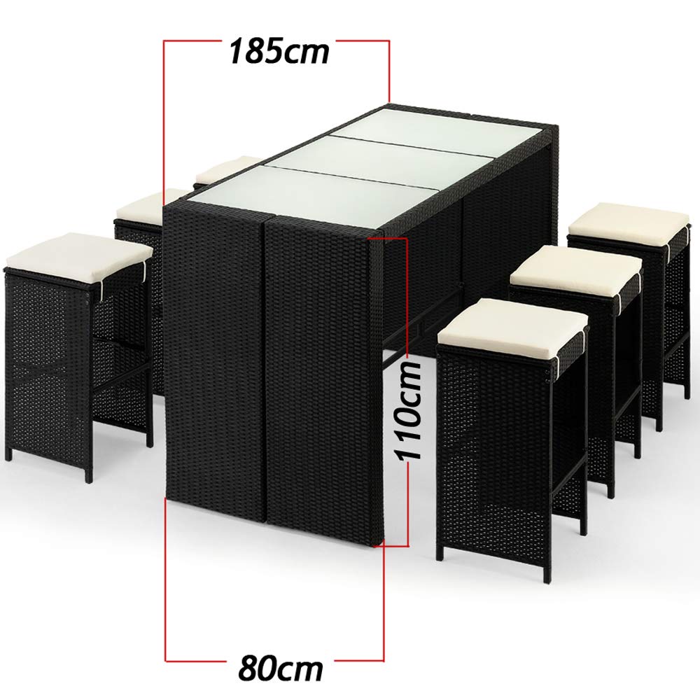 Deuba Set de Muebles de Bar poliratán 6 Taburetes de Bar con Cojines de 7cm de Grosor Conjunto de Muebles para jardín