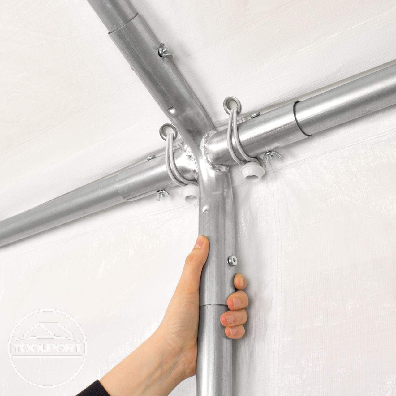 TOOLPORT Carpa de Fiesta 4x6 m Carpa para Fiestas Carpa de Lona PE 450 N Carpa de jardín Carpa para Fiestas Blanca Impermeable