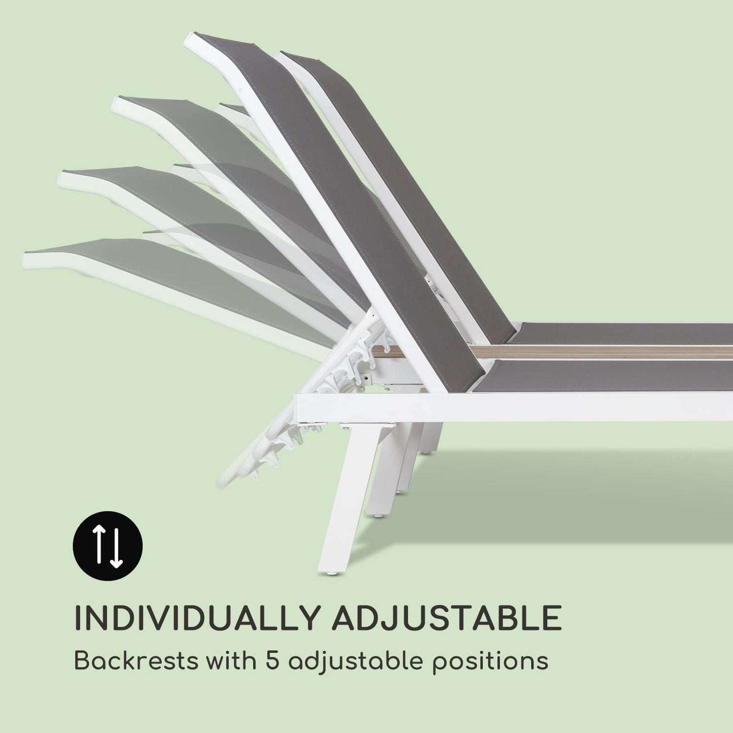 blumfeldt Tumbona de jardín con Respaldo reclinable, Lounger con armazón de Aluminio, Tumbona con Funda Impermeable, para 2 Personas, Tipo: Pompei, Blanco