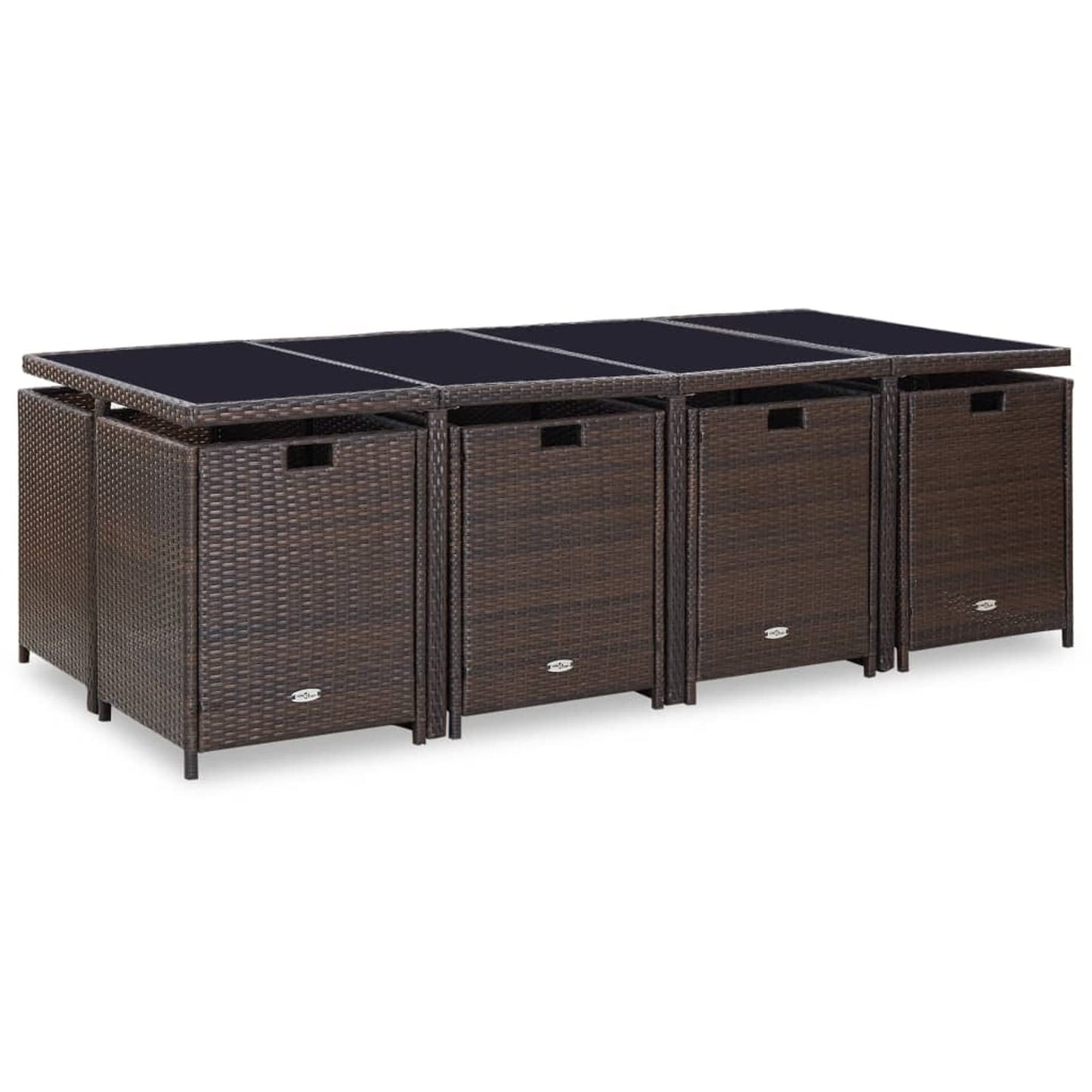 Deufre Conjunto Muebles de Jardín Comedor Jardin de Ratán 13 Piezas Sofa Jardin Exterior Muebles Jardin Exterior Conjunto Jardin para Jardín Terraza Patio Marrón