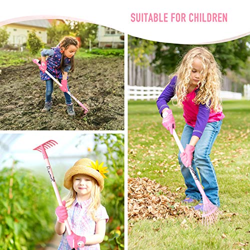 Hortem Las herramientas de jardinería para niños incluyen herramientas largas de metal con cabeza 3D de flamenco, pala, guante de jardín para niños, regalos de jardinería de Halloween para niños