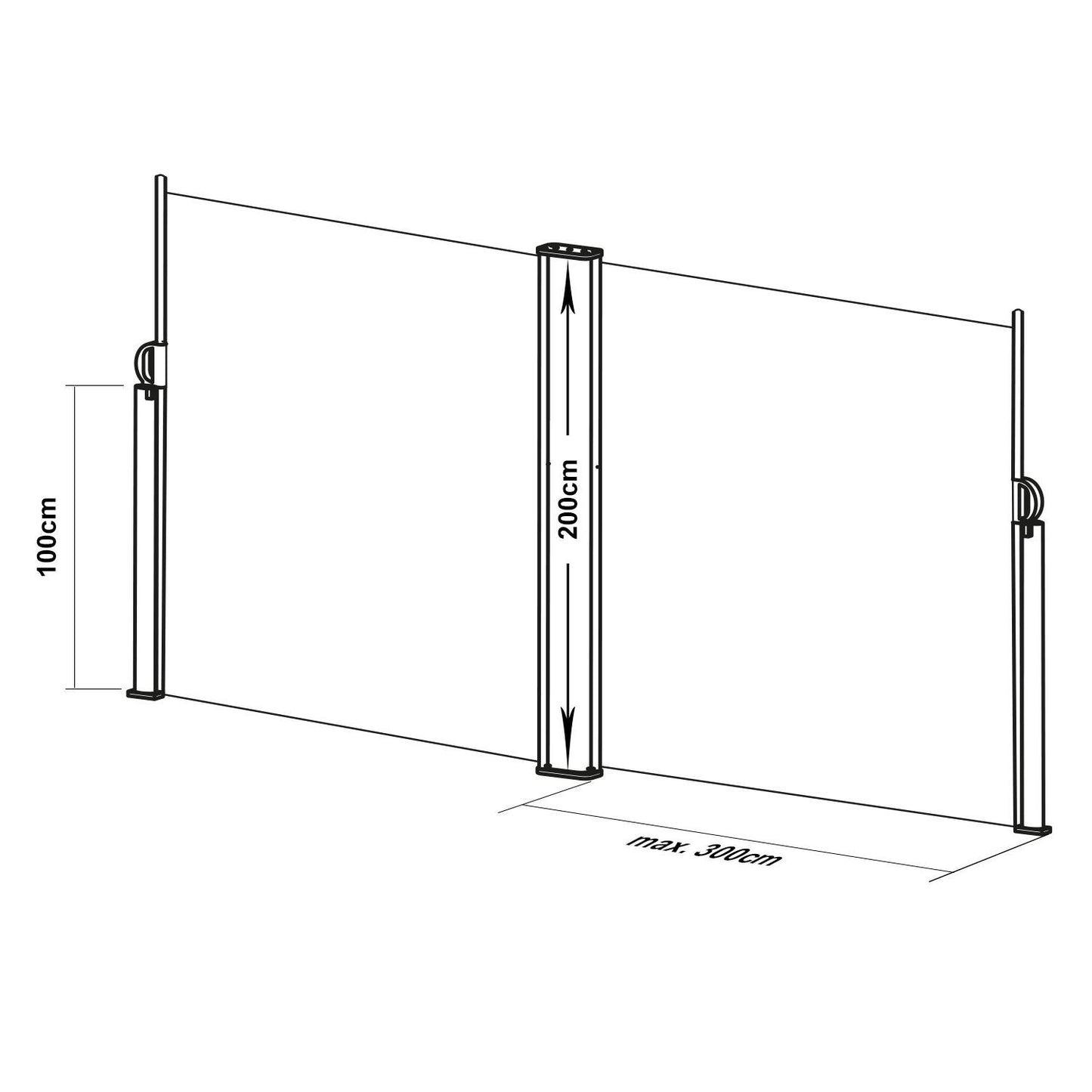 Blumfeldt Bari Doppio 620 Toldo Lateral Doble 6x2,0 m Aluminio Antracita (Pantalla Anti Viento, Protector Sol sombrilla, protección Visual, marquesina Protectora, Separador jardín terraza)