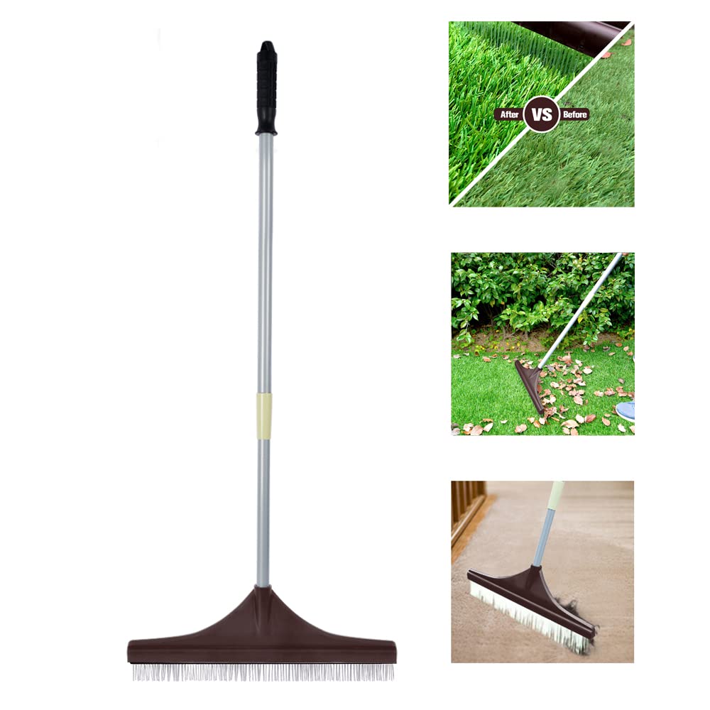Winslow&Ross Rastrillo de césped Artificial, Mango telescópico Reforzado, Cepillo de césped Artificial, Escoba de jardín, Escoba de Mano, Mango telescópico, Mango de Acero