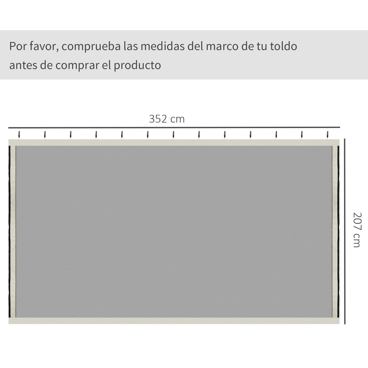 Outsunny 4 Paneles Laterales 3,5x2 m para Carpa de Jardín Tela Mosquitera para Cenador Gazebo con Cremalleras y Anillas Negro