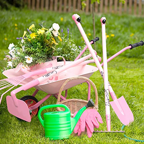 Hortem Las herramientas de jardinería para niños incluyen herramientas largas de metal con cabeza 3D de flamenco, pala, guante de jardín para niños, regalos de jardinería de Halloween para niños