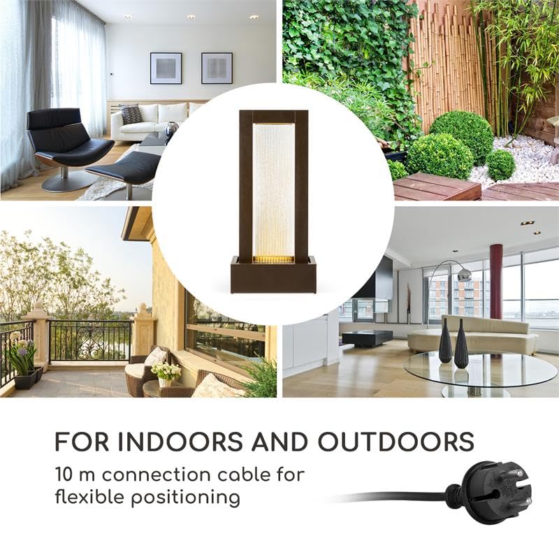 Blumfeldt Skyriver - Fuente de jardin, Para interior y exterior, Circuito cerrado de agua, Cable 10m largo, Contenedor 12 L, Circulacion 800 L/h, Iluminacion ambiental, Metal galvanizado, Bronce