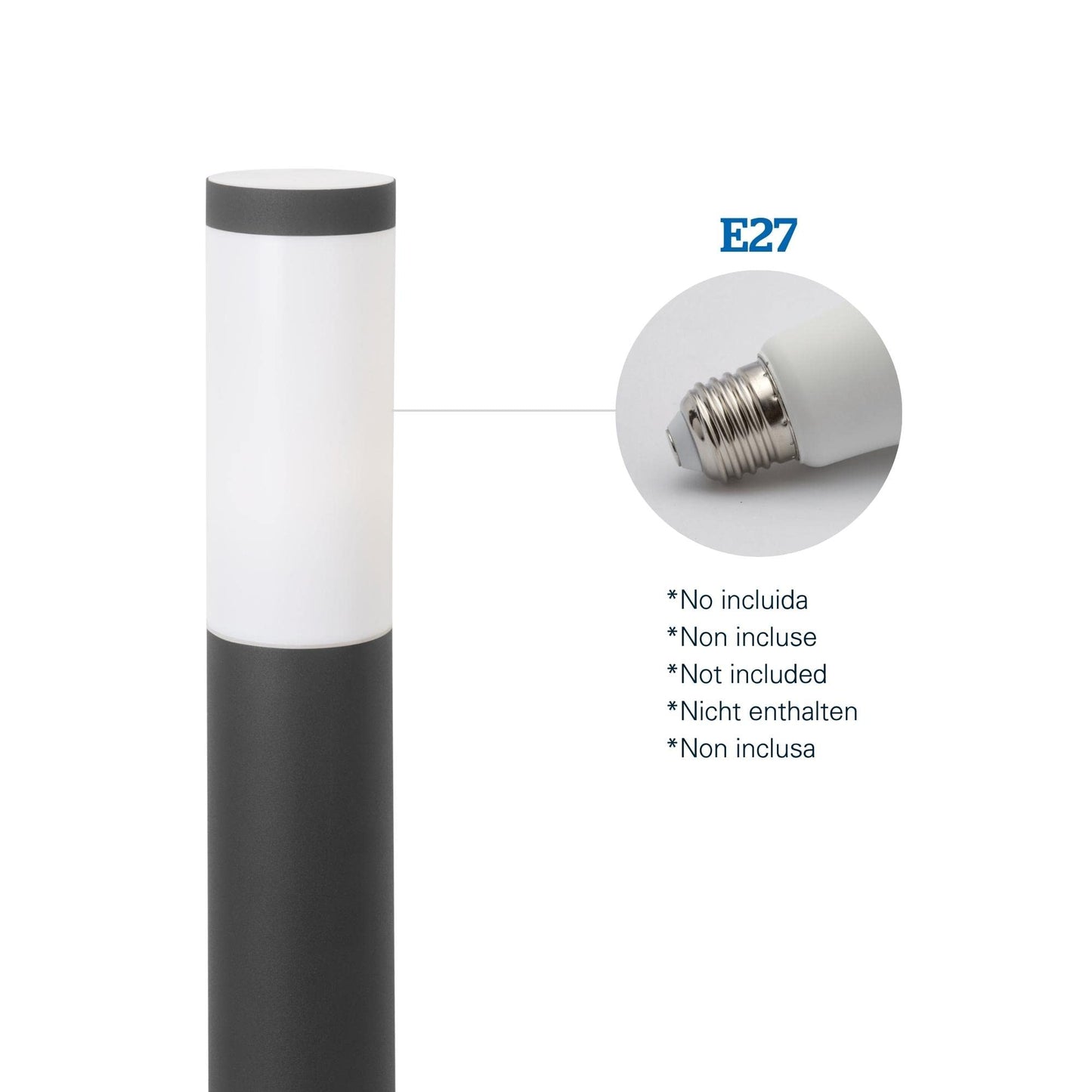 FORLIGHT Koral Baliza Exterior para Jardín Resistente al Agua IP55. Poste de Luz para Sendero y Camino. Lámpara Bolardo de Acero Inoxidable Gris Urbano 23W. Farolillo Moderno Zonas de Paso