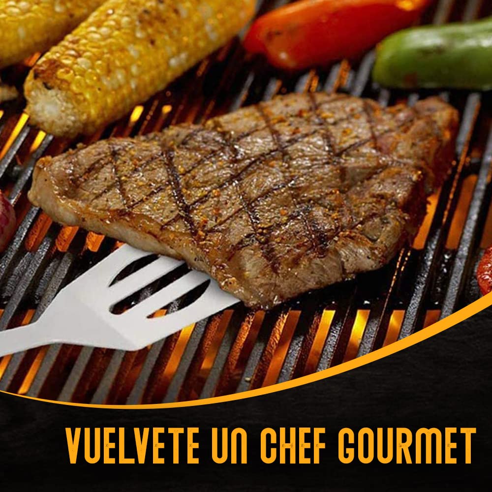 PEVLA Set Barbacoa 21 Piezas de Acero Inoxidable - Utensilios Barbacoa - Accesorios Barbacoa - Kit Barbacoa - Kit Barbacoa Utensilios - Set Barbacoa Utensilios (Kit 21 Piezas) (21)