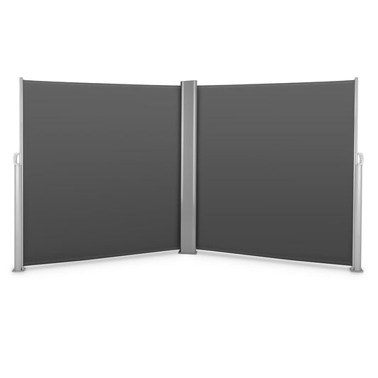 Blumfeldt Bari Doppio 620 Toldo Lateral Doble 6x2,0 m Aluminio Antracita (Pantalla Anti Viento, Protector Sol sombrilla, protección Visual, marquesina Protectora, Separador jardín terraza)