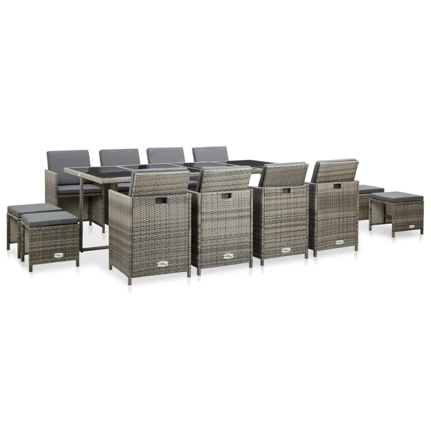Deufre Conjunto Muebles de Jardín Comedor Jardin de Ratán 13 Piezas Sofa Jardin Exterior Muebles Jardin Exterior Conjunto Jardin para Jardín Terraza Patio Marrón