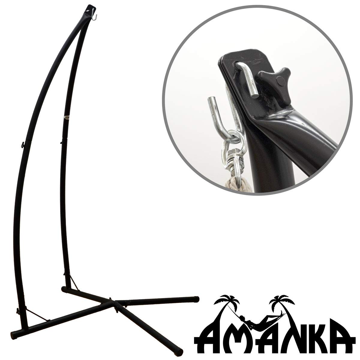 AMANKA Hasta 120 kg: Soporte para Silla Colgante - 215cm Soporte Hamaca Colgante - Base Silla Colgante - Soporte Silla Colgante de Jardin Exterior - Soporte Huevos Egg Chair Amacas Colgantes Grande