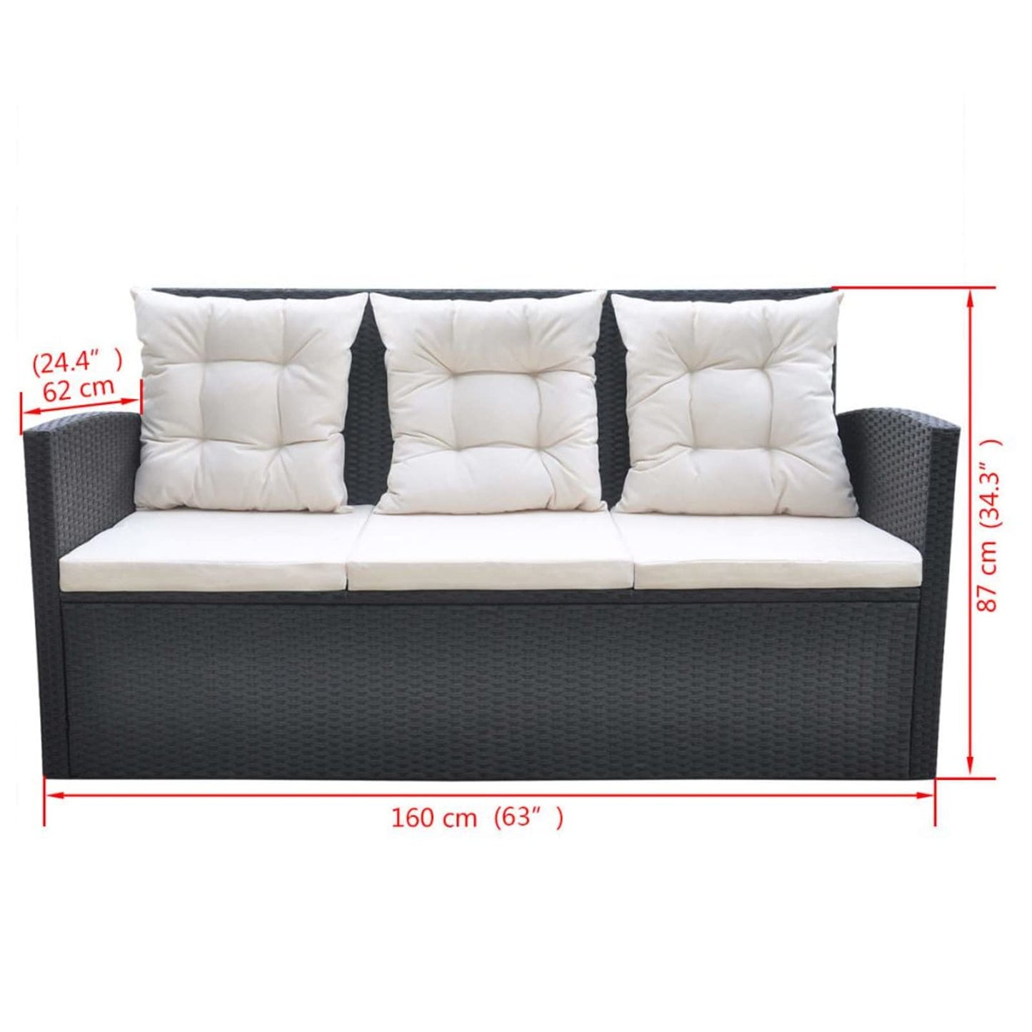Festnjght Conjunto de Muebles de Jardín Juego Comedor de Jardín Conjunto Jardin Exterior Sofa Jardin Exterior con 1 Mesa,1 Sofá de Tres Plazas,2 Sillones, 2 Reposapiés para Patio Porche Terraza Negro