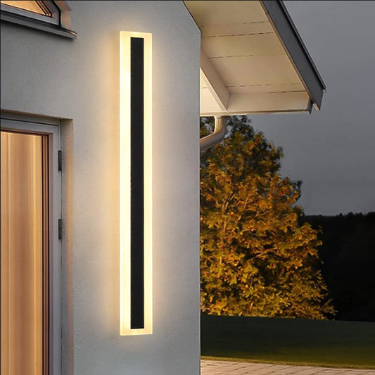ZTWLEED Lámpara de Pared Larga Villa Apliques de Pared Negra,8W 40CM Aplique Pared Exterior,Aplique de Pared Exterior LED Impermeables IP65,Blanco Cálido 3000K AC220V para Balcón Jardín Villa