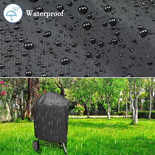 Funda para Barbacoa Impermeable, VDISRR 420D Oxford Resistente al Desgarro Funda Protectora para BBQ Ø77x90cm, Cubierta de Exterior Anti-Viento/Anti-Polvo/Anti-Humedad/Anti UV