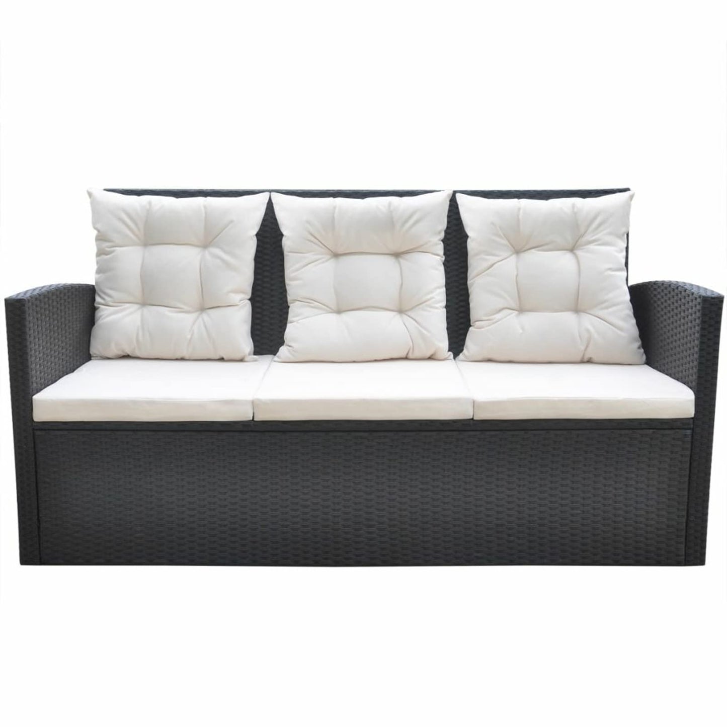 Festnjght Conjunto de Muebles de Jardín Juego Comedor de Jardín Conjunto Jardin Exterior Sofa Jardin Exterior con 1 Mesa,1 Sofá de Tres Plazas,2 Sillones, 2 Reposapiés para Patio Porche Terraza Negro