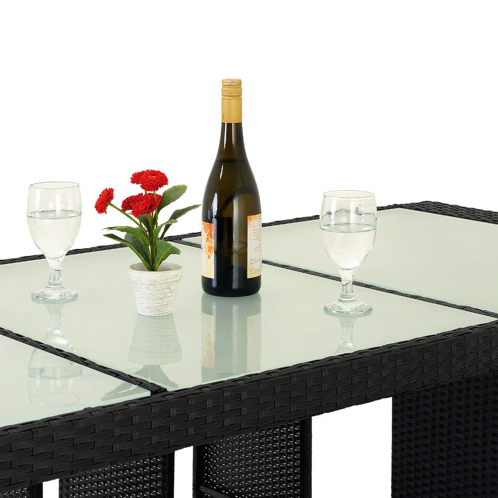 Deuba Set de Muebles de Bar poliratán 6 Taburetes de Bar con Cojines de 7cm de Grosor Conjunto de Muebles para jardín