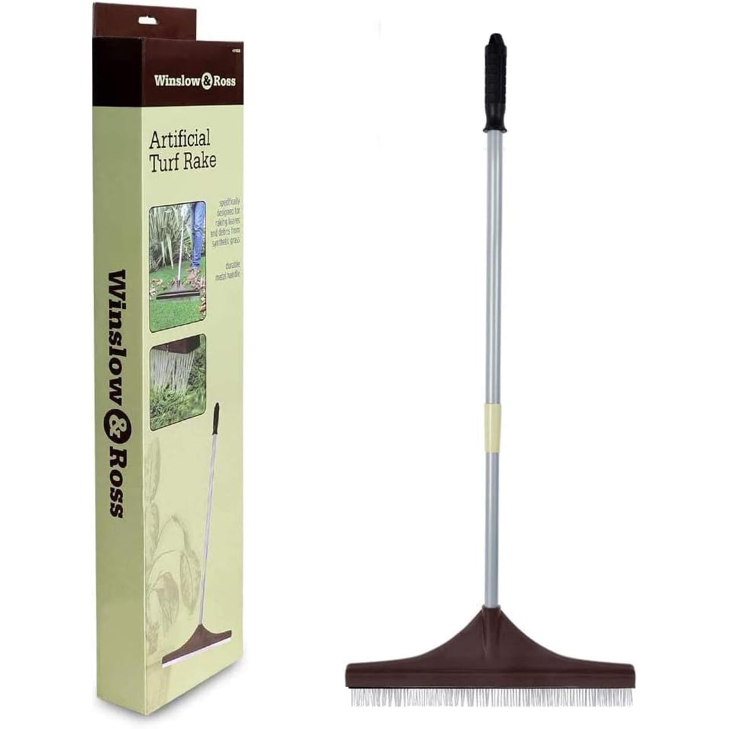 Winslow&Ross Rastrillo de césped Artificial, Mango telescópico Reforzado, Cepillo de césped Artificial, Escoba de jardín, Escoba de Mano, Mango telescópico, Mango de Acero