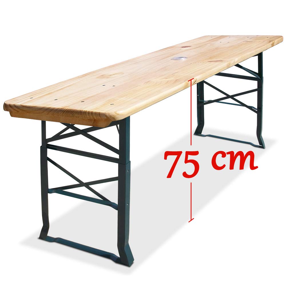 Deuba® Mesa Cervecera Plegable 170cm de Madera Altura Ajustable Catering Eventos Comedor Jardín Buffet