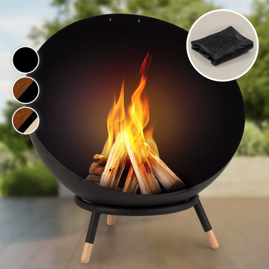 Blumfeldt Brasero de leña Exterior para Jardin, Estufa para Camping, con Trípode, Quemador de Acero, para Terraza, Chimenea, Fireball Fire Pit 66x66 cm