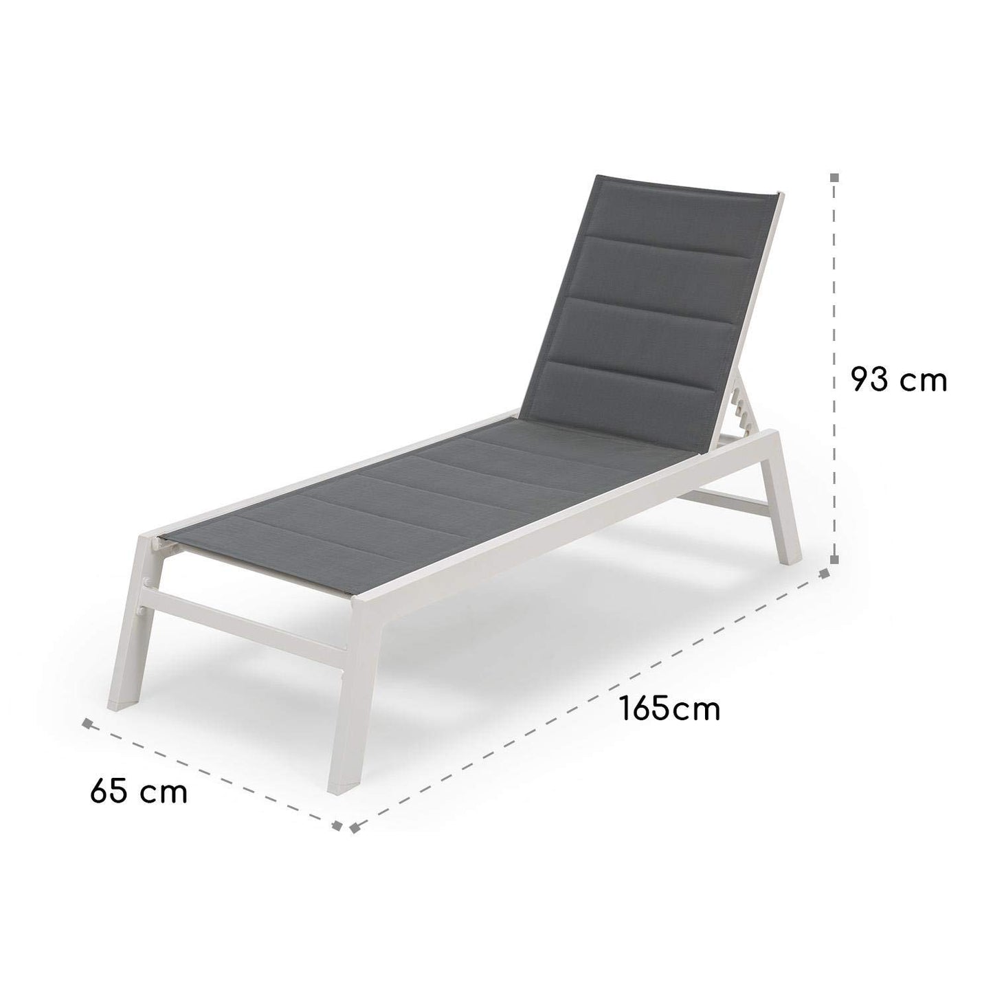 blumfeldt Renazzo Lounge Hamaca - Tumbona, para Exteriores, Superficie de 65 x 93 x 165 cm, Respaldo Regulable en 6 Alturas, Superficie Acolchada e hidrófuga, ComfortMesh, Blanco