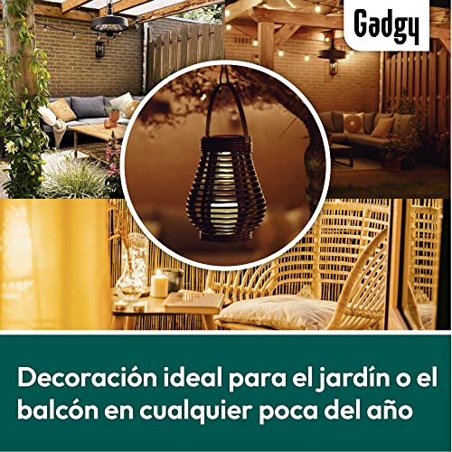 Gadgy Farolillos decorativos - 2 Piezas Forme Redondos y Lágrima para Exterior - Plástico Marmóreo Marrón - LED luz solar Jardín Patio