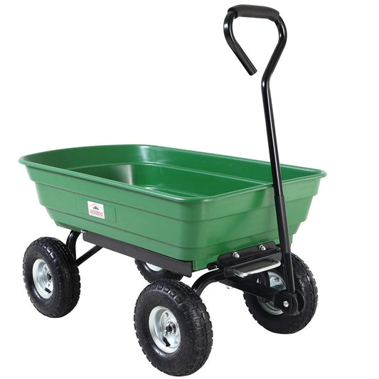 Gardebruk® Carretilla de Jardín Plástico Verde Neumático Ø26cm Carga 300Kg Carro de Mano Jardinería Obra
