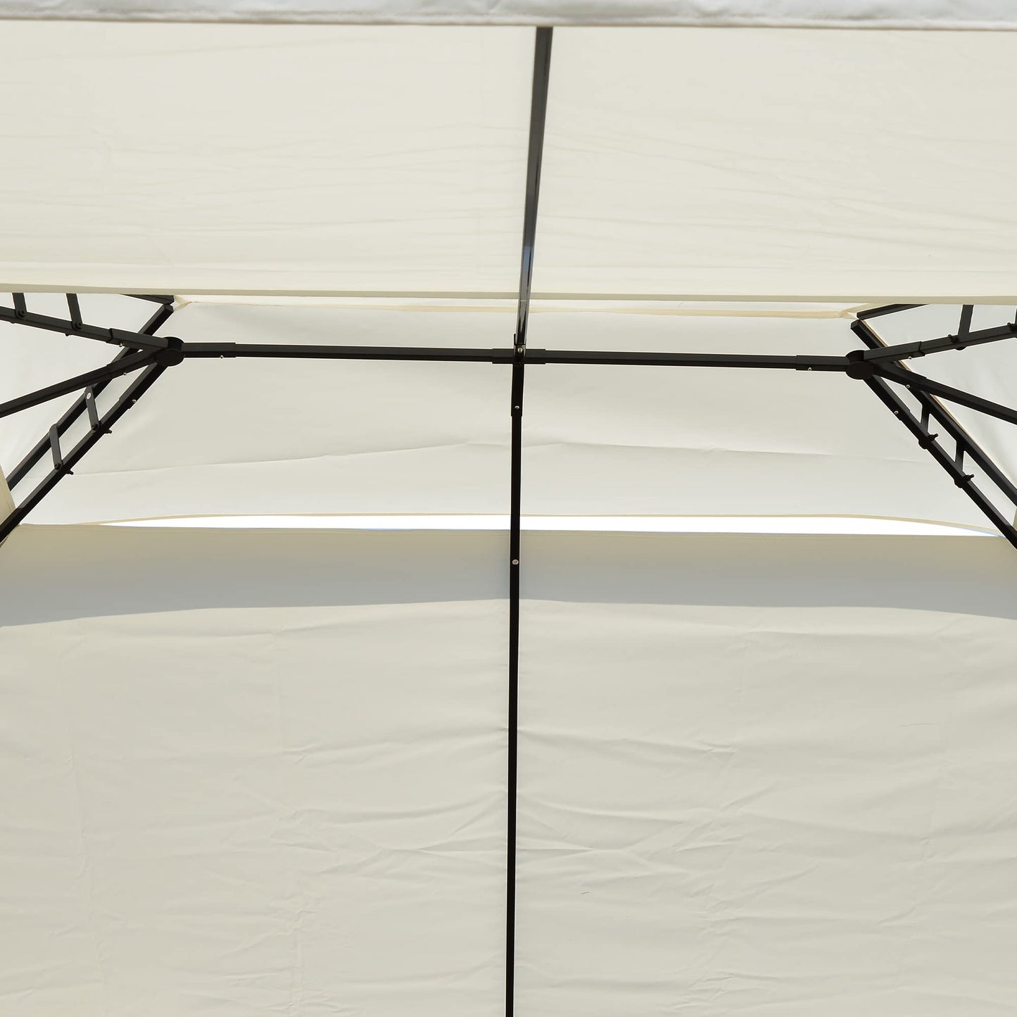 Outsunny Cenador de Jardín 3x4m Pabellón para Exterior con Doble Techo de Ventilación y 4 columnas de Acero Estable para Fiestas Eventos Patio Crema