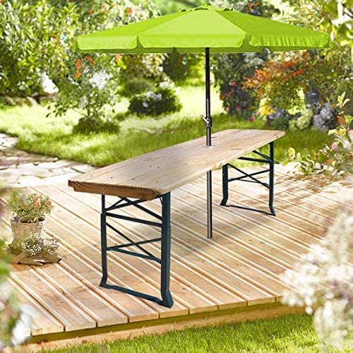 Deuba® Mesa Cervecera Plegable 170cm de Madera Altura Ajustable Catering Eventos Comedor Jardín Buffet