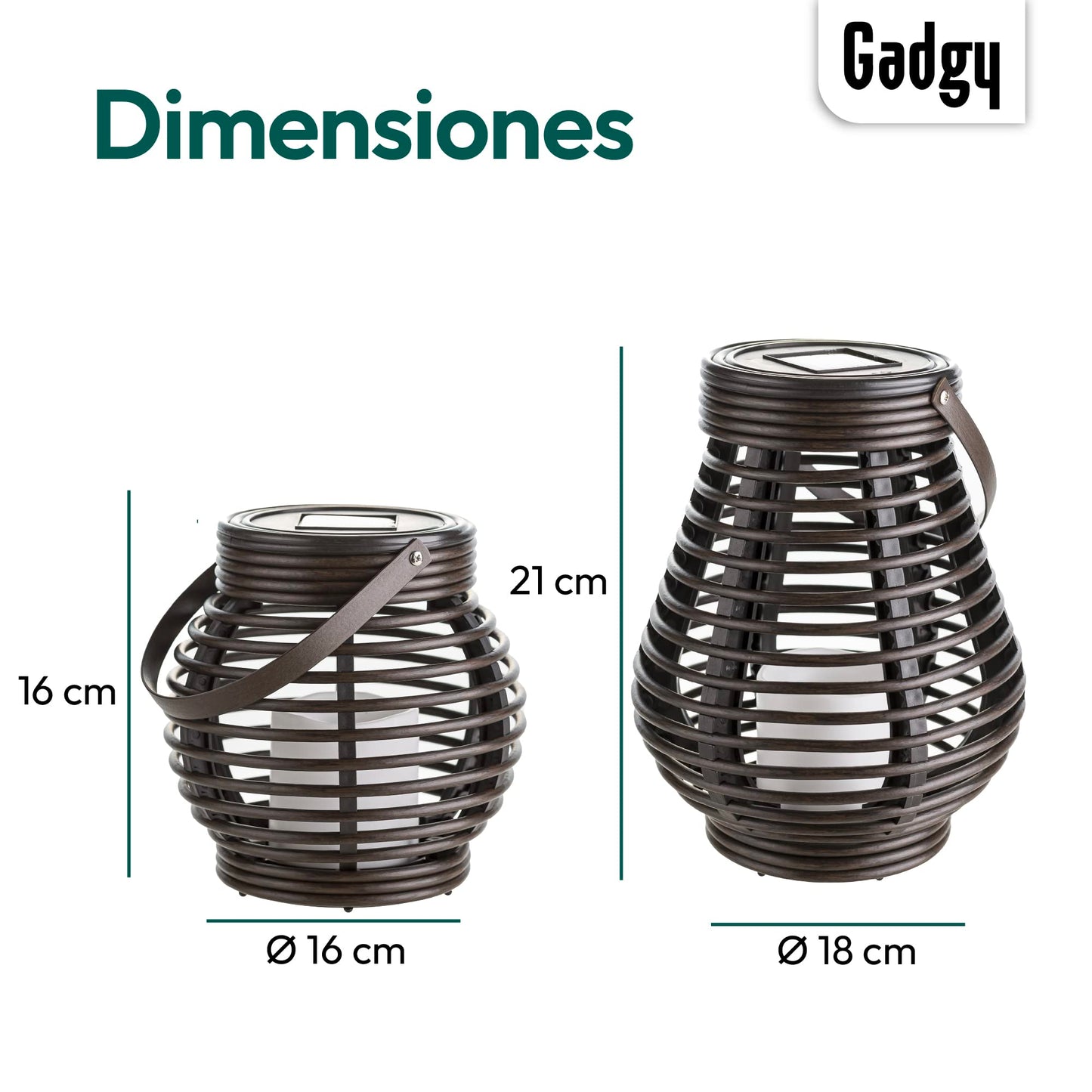 Gadgy Farolillos decorativos - 2 Piezas Forme Redondos y Lágrima para Exterior - Plástico Marmóreo Marrón - LED luz solar Jardín Patio