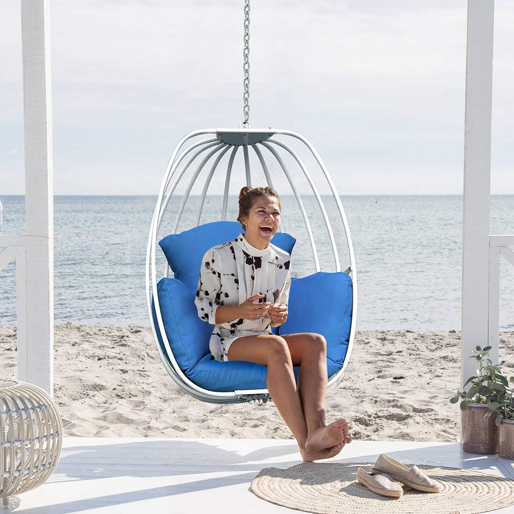 ATR Art To Real - Silla Colgante sin Soporte, Silla Hamaca de Huevo oscilante para Interiores y Exteriores, Silla Grande de un Solo Asiento con cojín Resistente a la Intemperie para Patio, jardín,