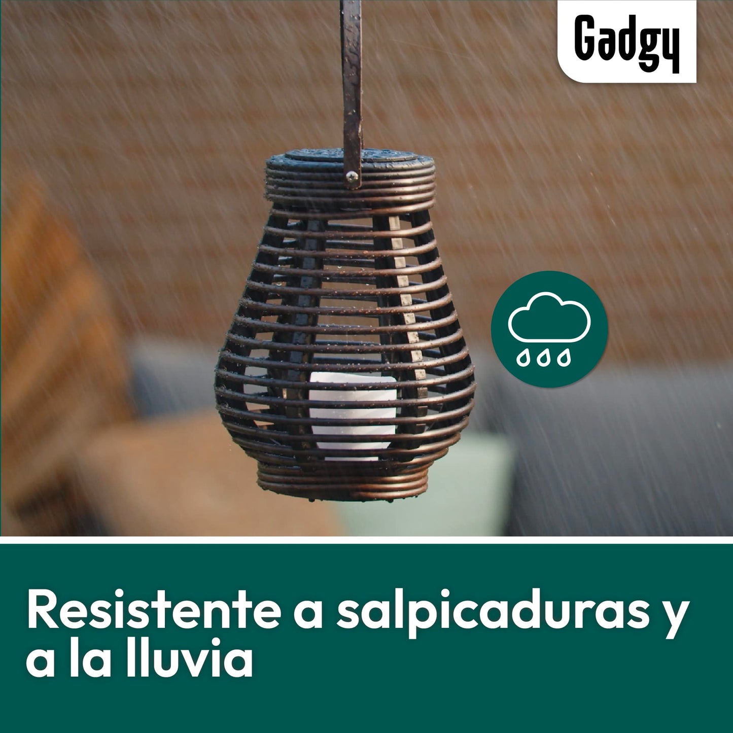Gadgy Farolillos decorativos - 2 Piezas Forme Redondos y Lágrima para Exterior - Plástico Marmóreo Marrón - LED luz solar Jardín Patio