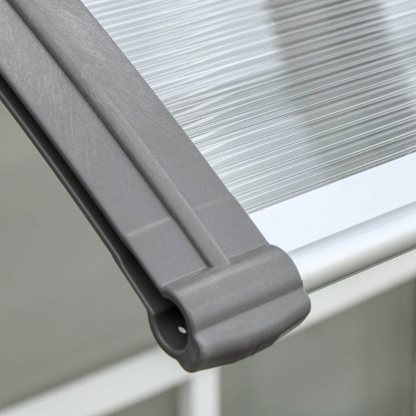 Outsunny Tejadillo de Protección 110x60 cm Marquesina Exterior para Puertas y Ventanas contra Sol y Lluvia con Soporte de PP Policarbonato Transparente