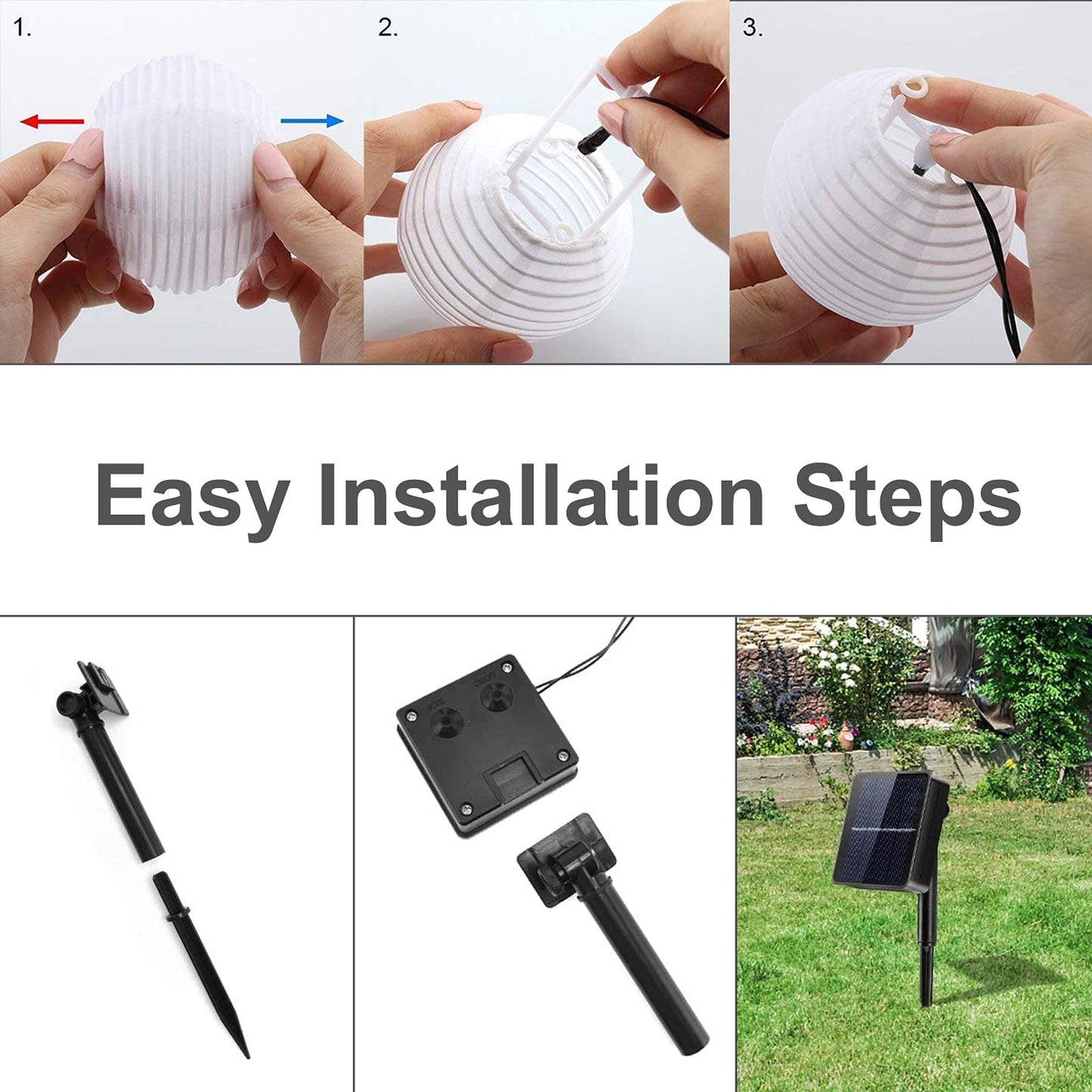 ALED LIGHT Farolillos Solares Exterior de Luces de Cuerda 6m 30 LED Blanco Cálido Impermeable Guirnalda Luces Exterior LED Linternas Farolillos Decorativos Solares para Decoración Jardines