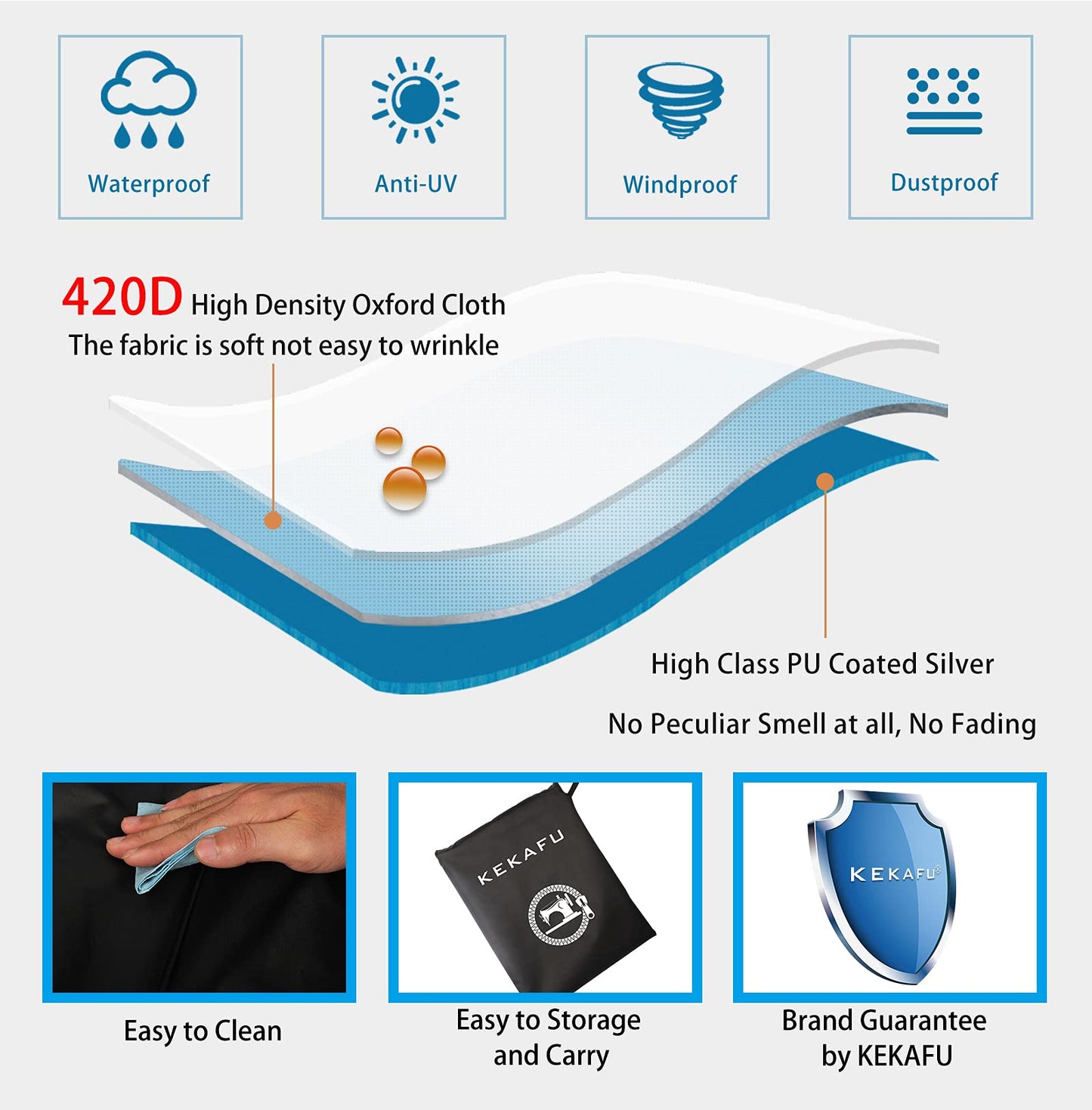 KEKAFU Funda Cama Exterior, 420D Funda Sofa Cama Exterior Impermeable, Funda Cama Jardin Redonda con Hebilla a Prueba de Viento, Resistente UV - Negro (190 * 90-50cm)