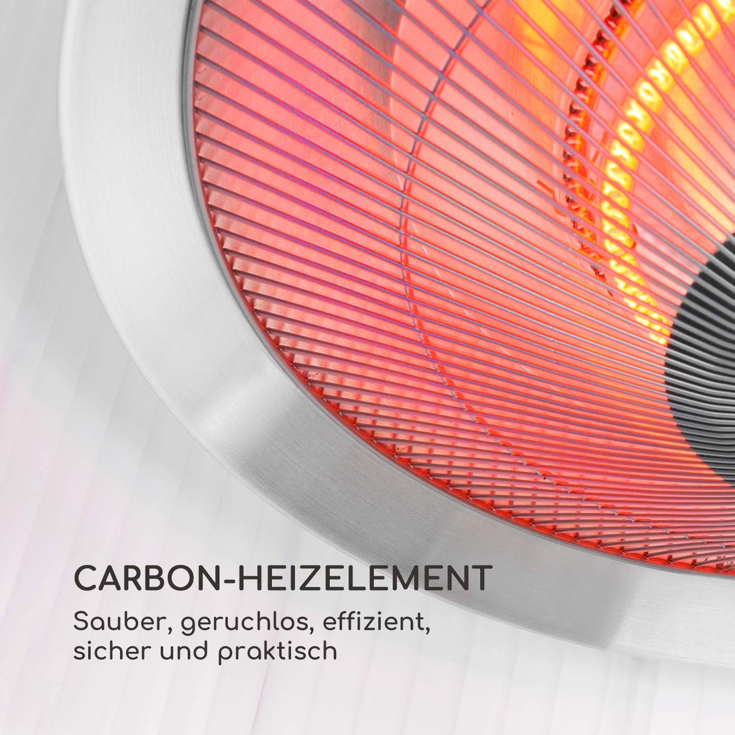 Blumfeldt Venice Heat - Calefactor halógeno infrarrojos, Basado en Carbono, ComfortHeat, Estufa eléctrica, para Exteriores, Mando a Distancia, Posibilidad de colgarlo, 800/1000/1800 W, Negro