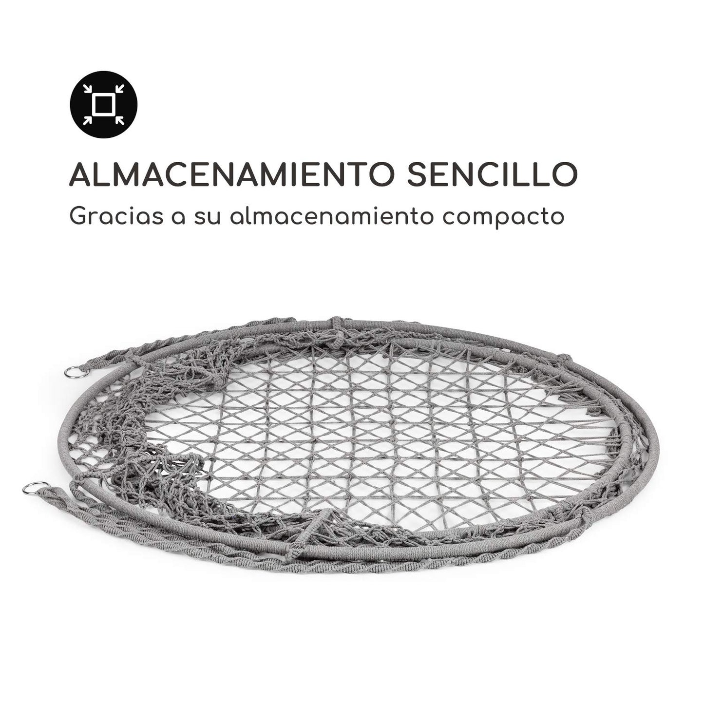blumfeldt Ischia – sofá Colgante, balanceo Relajante, para Interior y Exterior, hasta 300 kg, 5 Cojines Grandes | Acabados en macramé, polialgodón, Fundas Resistentes a los Rayos UV, Gris Claro