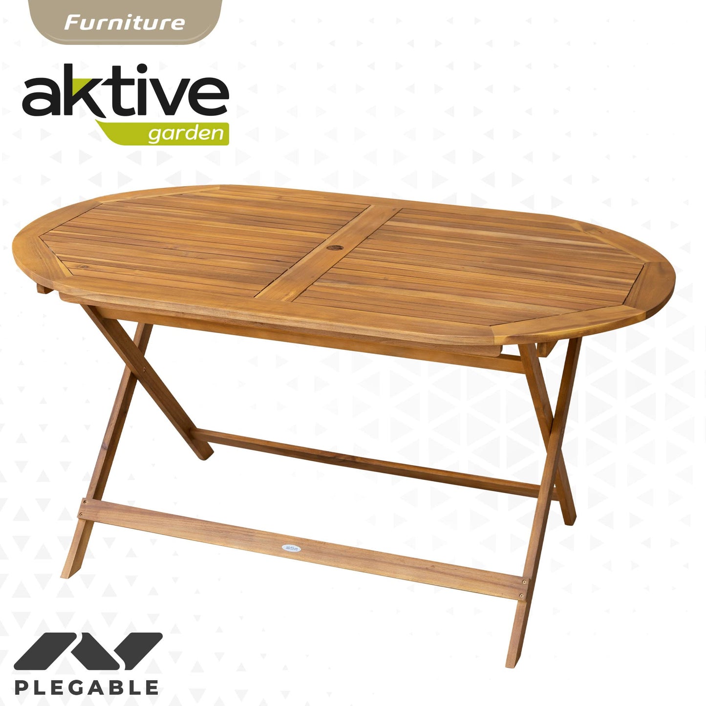 AKTIVE 61002 - Conjunto mesa y sillas de madera para jardín y terraza, incluye mesa plegable 150 x 89 x 74 cm y 6 sillas de madera con cojín