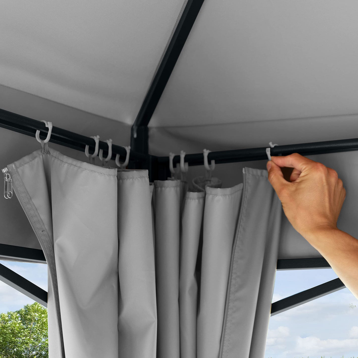 TOOLPORT Cenador de jardín 3x4 m Aprox. 180g/m² Lona de Techo pabellón Impermeable 4 Lados Carpa de Fiesta Gris